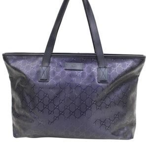 Gucci Navy Monogram GG Zip Blue Canvas Tote 💕